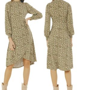 Floral print wrap midi dress in sage floral size XL